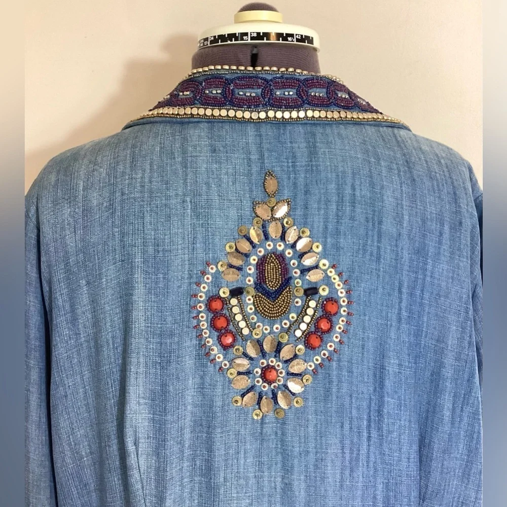 Soft Surroundings Morena Duster Jacket Petite Large Beaded - Picture 9 of 16
